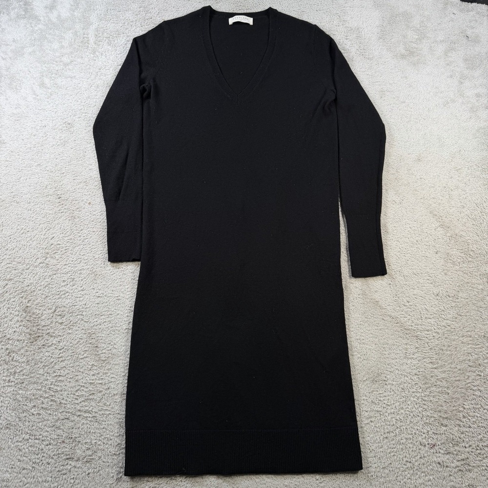 Everlane Sweater Dress Womens XS Black 100% Cashmere V-Neck Stretch Soft